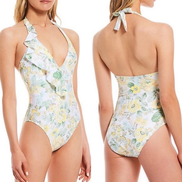 ANTONIO MELANI Other - NWT Antonio Melani Floral Ruffle Halter One Piece Swimsuit